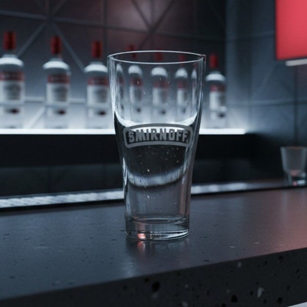 Smirnoff Vodka Logo Pint Glass, Clear Heavy Beer‎ Glass, Replacement Drinkware